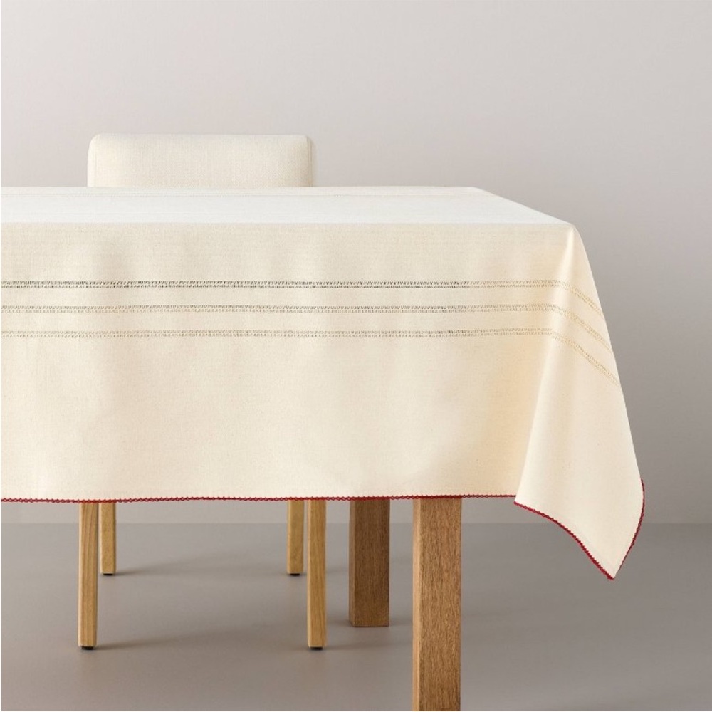 84"x60" Trim Tablecloth Red/Natural - Hearth & Hand™ with Magnolia
